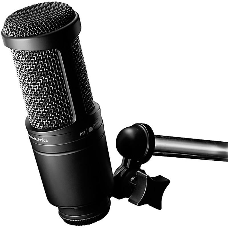 Audio-Technica AT2020 condenser microphone right angled view