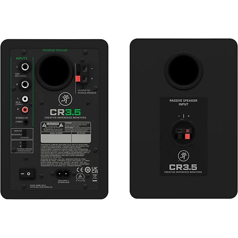 Mackie CR3.5 3.5" Powered Studio Monitors – front and back view